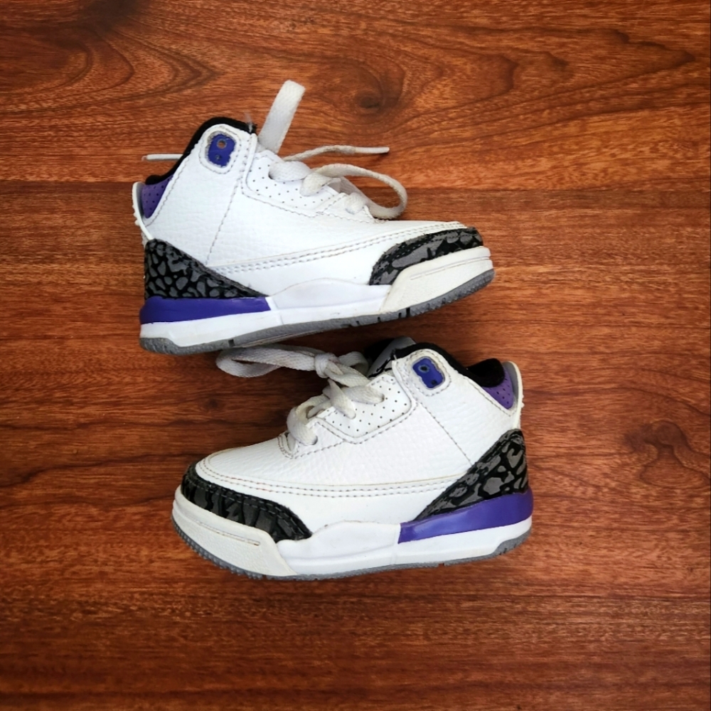Jordan 3 Retro Purple Toddler Sneaker - Size 4c